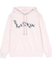 Lanvin - Hoodies & Sweatvesten ,Roze ,Katoen Klassieke Hoodie Met Print - Lyst