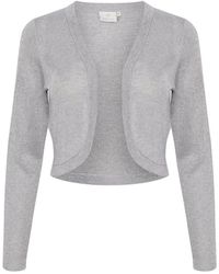 Kaffe - Truien & Vesten ,Grijs ,Grijze Melange Bolero Met Zilver Lurex - Lyst