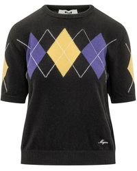 MSGM - Truien & Vesten ,Zwart ,Round-Neck Truien - Lyst