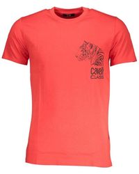 Roberto Cavalli - Tops ,Rood ,Katoen Rode Katoenen Print Logo T-Shirt - Lyst