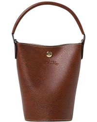 Longchamp - Mini Bucket Bag Aus Genarbtem Leder - Lyst
