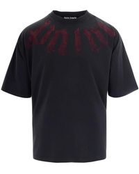 Palm Angels - Tops ,Zwart ,Katoen Big Neck Logo Loose Tee - Lyst