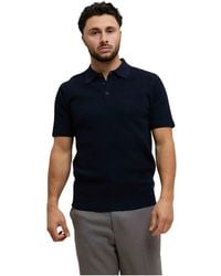 Pure Path - Tops ,Blauw ,Katoen Klassieke Gebreide Polo - Lyst