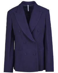 Liviana Conti - Jassen ,Blauw ,Leer Giacca Roger Doppiopetto - Lyst