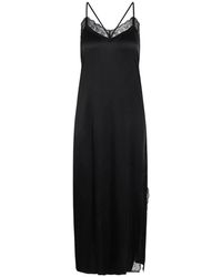 Bruuns Bazaar - Elegante abito in seta nero con pizzo - Lyst