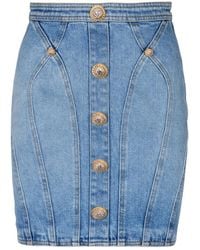 Balmain - Denim Skirts - Lyst