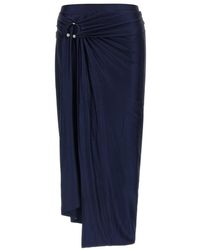Rabanne - Rokken ,Blauw ,Satijn Wallet-Stijl Gedrapeerde Midi Rok - Lyst