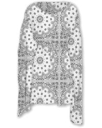 MC2 Saint Barth - Jassen ,Wit ,Wol Lange Poncho Met Patroon - Lyst
