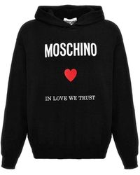 Moschino - Hoodies & Sweatvesten ,Zwart ,Katoen Zwarte Hoodie Aw 24 - Lyst