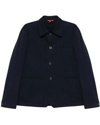 Barena - Jassen ,Blauw ,Katoen Katoenen Overshirt Met Opgestikte Zakken - Lyst