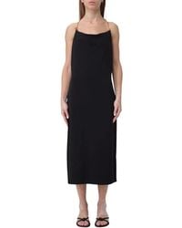 Bottega Veneta - Schwarzes Midi-Kleid Mit Kettenriemen - Lyst