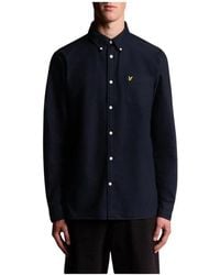 Lyle & Scott - Blauw Klassiek Overhemd Lange Mouw - Lyst