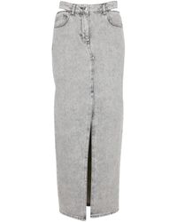 IRO - Falda larga gris de mezclilla de algodón - Lyst