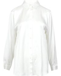 Kaos - Overhemden ,Witte Viscose Shirt Met Kraag - Lyst