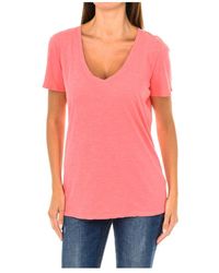 Armani Jeans - Tops ,Rood ,Katoen Korte Mouw V-Hals T-Shirt - Lyst