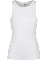 Ganni - Zachte Katoenen Rib Tanktop - Lyst
