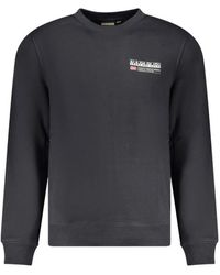 Napapijri - Hoodies & Sweatvesten ,Zwart ,Katoen Zwarte Crew Neck Sweatshirt Met Unieke Print - Lyst