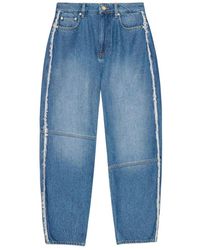 Ganni - Distressed Barrel Jeans - Lyst