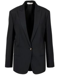 Alberta Ferretti - Jassen ,Zwart ,Wol Blazer Met Revers - Lyst