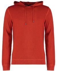 Moorer - Hoodies & Sweatvesten ,Oranje ,Wol Geribbelde Gebreide Wollen Hoodie - Lyst