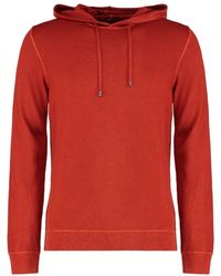 Moorer - Hoodies & Sweatvesten ,Oranje ,Wol Geribbelde Gebreide Wollen Hoodie - Lyst