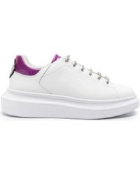 Just Cavalli - Sneakers in pelle bianca con inserti inglitter viola - 41 - Lyst