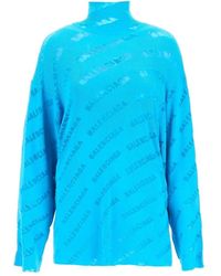 Balenciaga - Logo oversize turtleneck sweater - Lyst