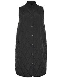 Kaffe - Gepolsterte weste jacke schwarz tief - Lyst