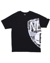 KTZ - Tops ,Zwart ,Katoen Brooklyn Nets Logo Tee Zwart/Wit - Lyst