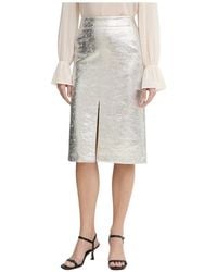 Ouí - Rokken ,Grijs ,Polyester Midi-Rok Met Split Aan De Voorkant - Lyst