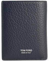 Tom Ford - Accessoires ,Zwart ,Zwarte Leren Portemonnee Met Kaartsleuven - Lyst