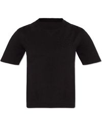 Palm Angels - Tops ,Zwart ,Katoen T-Shirt Met Logo - Lyst