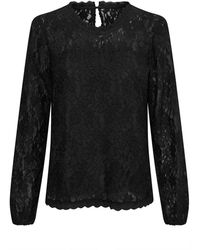 Cream - Kanten Blouse Met Lange Mouwen - Lyst