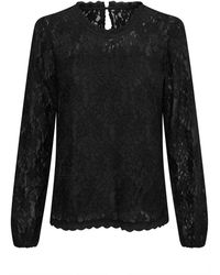 Cream - Kanten Blouse Met Lange Mouwen - Lyst