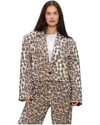 Alix The Label - Jassen ,Veelkleurig ,Woven Animal Cropped Blazer - Lyst