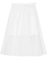 MSGM - Midi Poplin Rok Met Sangallo Borduurwerk - Lyst
