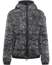 Blauer - Jassen ,Zwart ,Nylon Geprinte Nylon Jas - Lyst