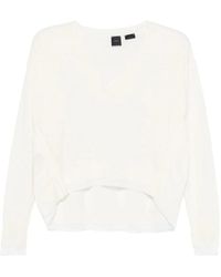 Pinko - Truien & Vesten ,Wit ,Wol Witte Wol-Kasjmier Trui Met Lurex - Lyst