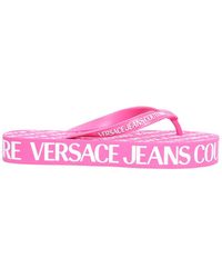 Versace Jeans Couture Gummi Zehentrenner in Weiß Damen Schuhe Flache Schuhe Zehentrenner und Badelatschen 