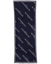 Givenchy - Blauer Fransiger Woll- Und Seidenschal - Lyst