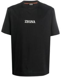 ZEGNA - Magliette in cotone con stampa logo - Lyst