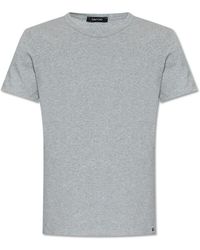 Tom Ford - Tops ,Grijs ,Katoen T-Shirt Met Ronde Hals - Lyst