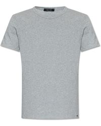Tom Ford - Tops ,Grijs ,Katoen T-Shirt Met Ronde Hals - Lyst