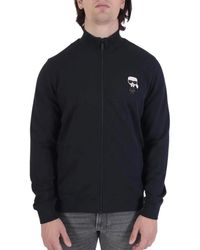 KARL LAGERFELD - Hoodies & Sweatvesten ,Blauw ,Katoen Sweatshirt Fullzip Logo - Lyst