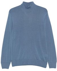 Canali - Hoher Wollpullover Blau - Lyst
