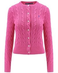 Polo Ralph Lauren - Bestickte logo baumwoll-strickjacke mit knöpfen - Lyst