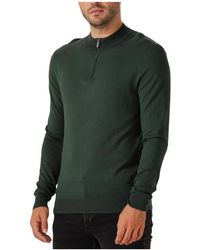 Pure Path - Truien & Vesten ,Groen ,Groene Half Zip Gebreide Trui Voor Mannen - Lyst