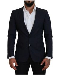 Dolce & Gabbana - Blauer woll-slim-fit-formaler tel-blazer - Lyst