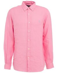 Ralph Lauren - Leinenhemd mit logo-stickerei,casual shirts - Lyst