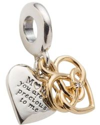 PANDORA - Von Hand Gezüchteter Diamant Gravierbarer Mom Double Dangle Charm - Lyst